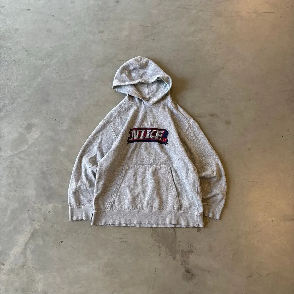 y2k vintage nike spellout embroidered thrashed hoodie